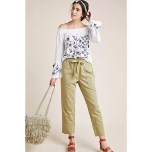 Anthropologie Annie Embroidered Off-The-Shoulder White & Black Boho Size XS NWT